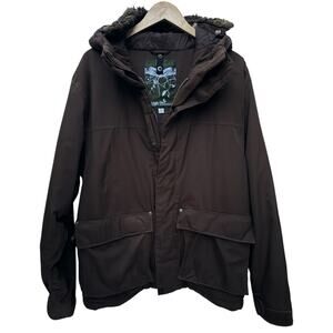 Billabong Pilot Jacket Mens Large Brown Hooded Full Zip Utility Coat Outdoor